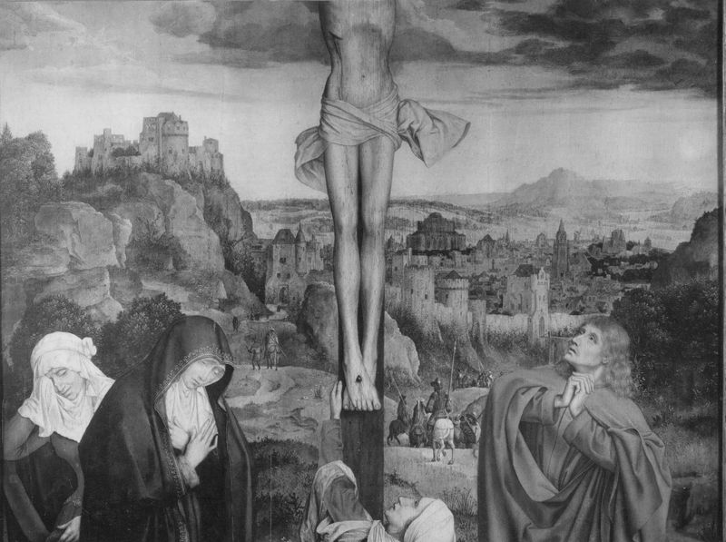 Christus aan het kruis met stichterspaar