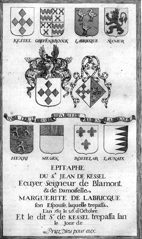 Image imprimée de l'épitaphe de Jean Kessel