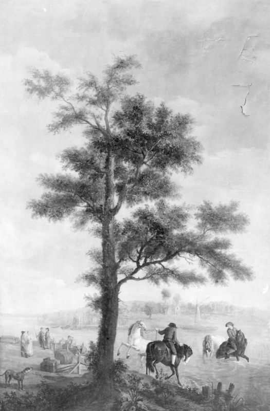 Scène avec paysage côtier et cavaliers
