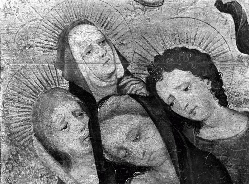 Kruisiging met de Heiligen Catharina en Barbara of Calvarie van de Huidenvetters