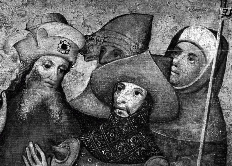 Kruisiging met de Heiligen Catharina en Barbara of Calvarie van de Huidenvetters