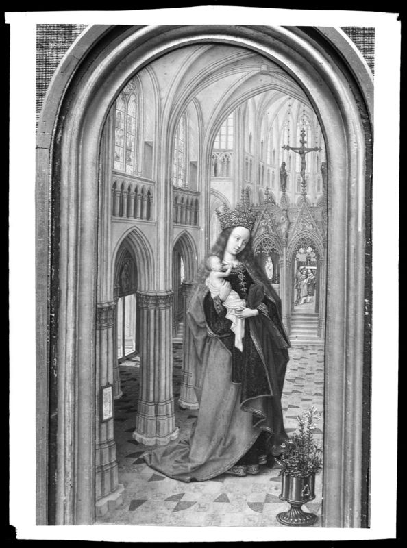 Diptiek van abt Christiaan de Hondt
O.-L.-Vrouw met Kind in een kerk en abt Christiaan de Hondt
