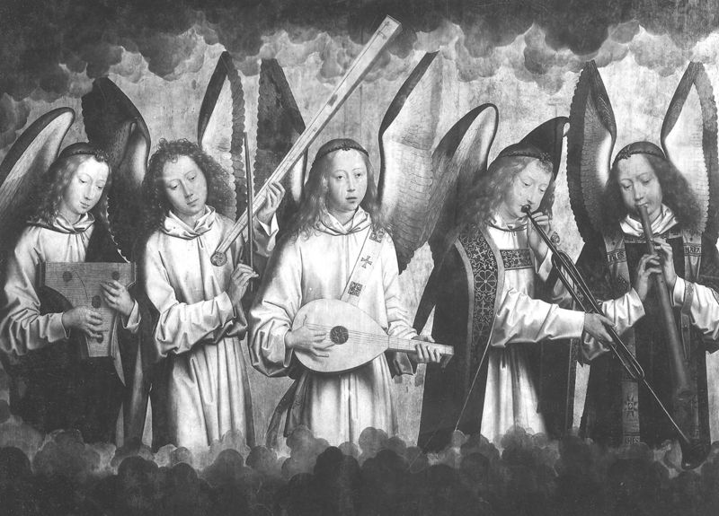Zegenende Christus tussen zingende en musicerende engelen (Retabel van Nájera)