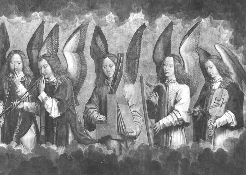 Zegenende Christus tussen zingende en musicerende engelen (Retabel van Nájera)