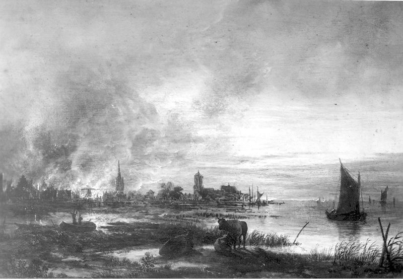 Brand in een stad