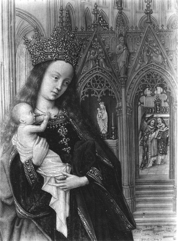 Diptiek van abt Christiaan de Hondt
O.-L.-Vrouw met Kind in een kerk en abt Christiaan de Hondt