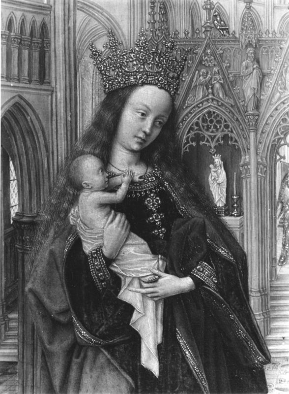 Diptiek van abt Christiaan de Hondt
O.-L.-Vrouw met Kind in een kerk en abt Christiaan de Hondt