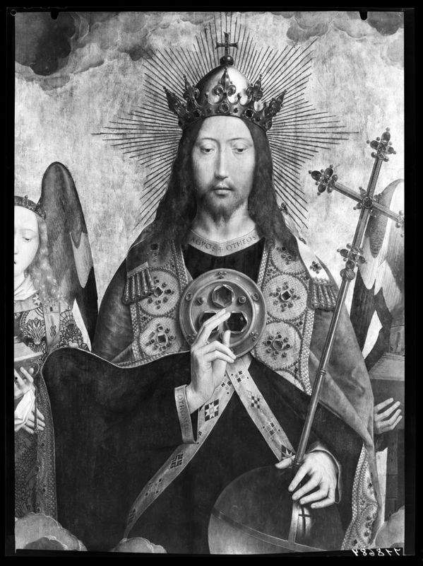 Zegenende Christus tussen zingende en musicerende engelen (Retabel van Nájera)