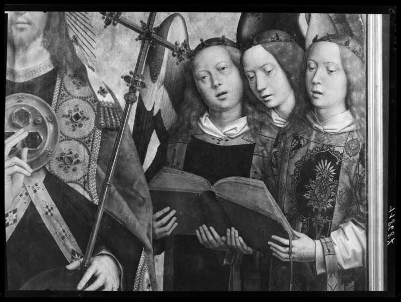 Zegenende Christus tussen zingende en musicerende engelen (Retabel van Nájera)