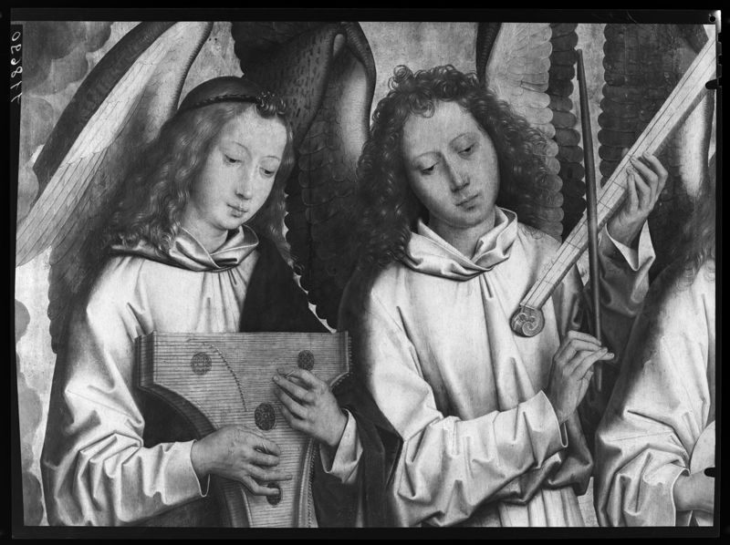 Zegenende Christus tussen zingende en musicerende engelen (Retabel van Nájera)
