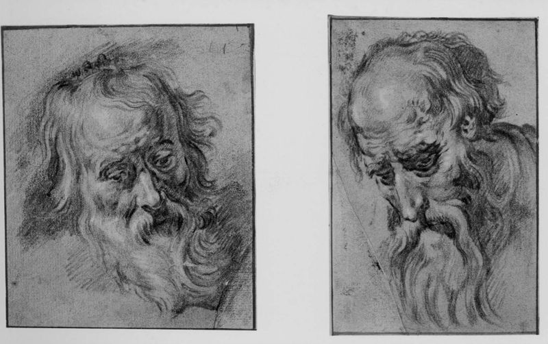 Hoofd van een oude man met baard (rechts op de foto)