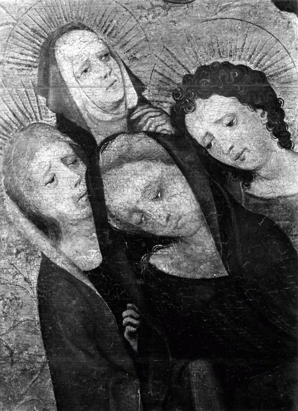 Kruisiging met de Heiligen Catharina en Barbara of Calvarie van de Huidenvetters