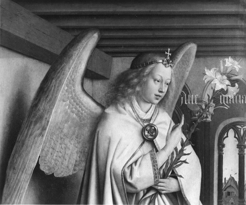 Lam Gods: Engel van de Boodschap en de profeet Zacharias