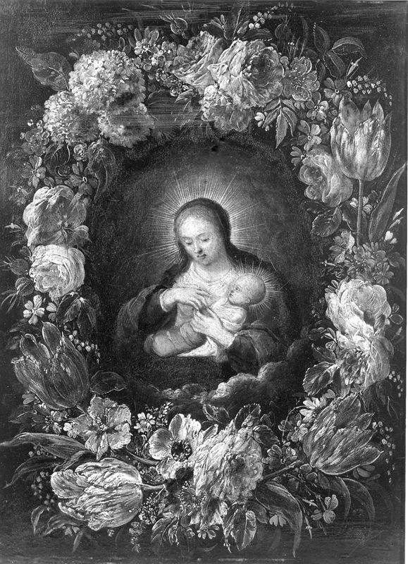 La Vierge et l'Enfant dans une guirlande de fleurs