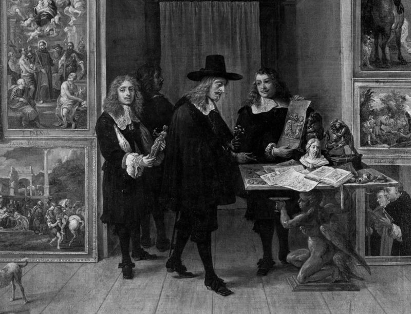 Aartshertog Leopold-Willem in zijn galerij Italiaanse schilderijen