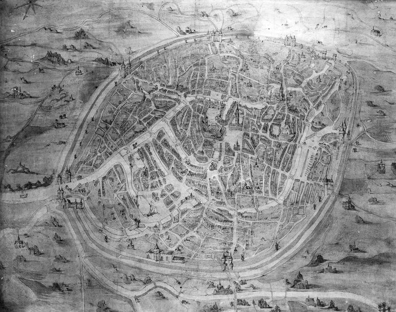 Plan van de stad Brugge en omgeving
