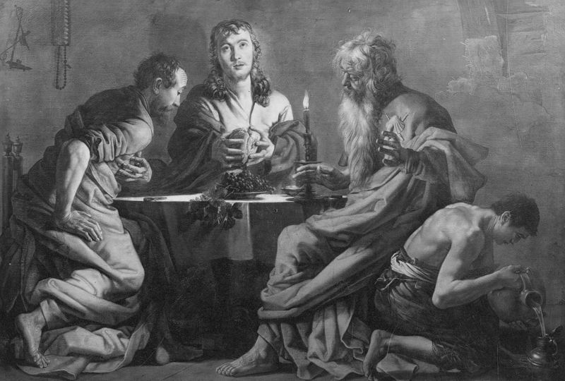 De leerlingen van Emaüs met Christus aan tafel