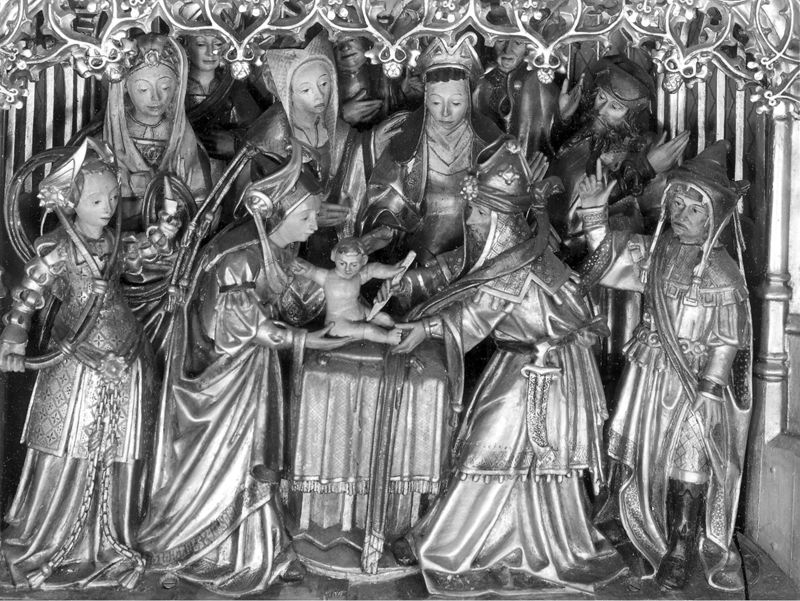 Mariaretabel met op zijluiken leven van H. Laurentius