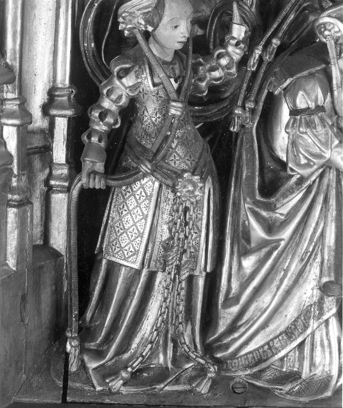Mariaretabel met op zijluiken leven van H. Laurentius