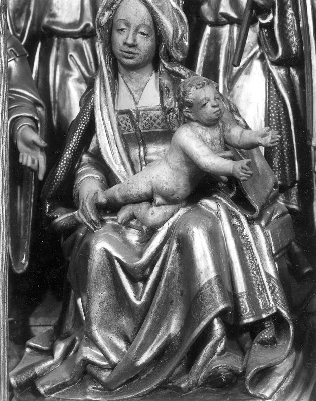 Mariaretabel met op zijluiken leven van H. Laurentius