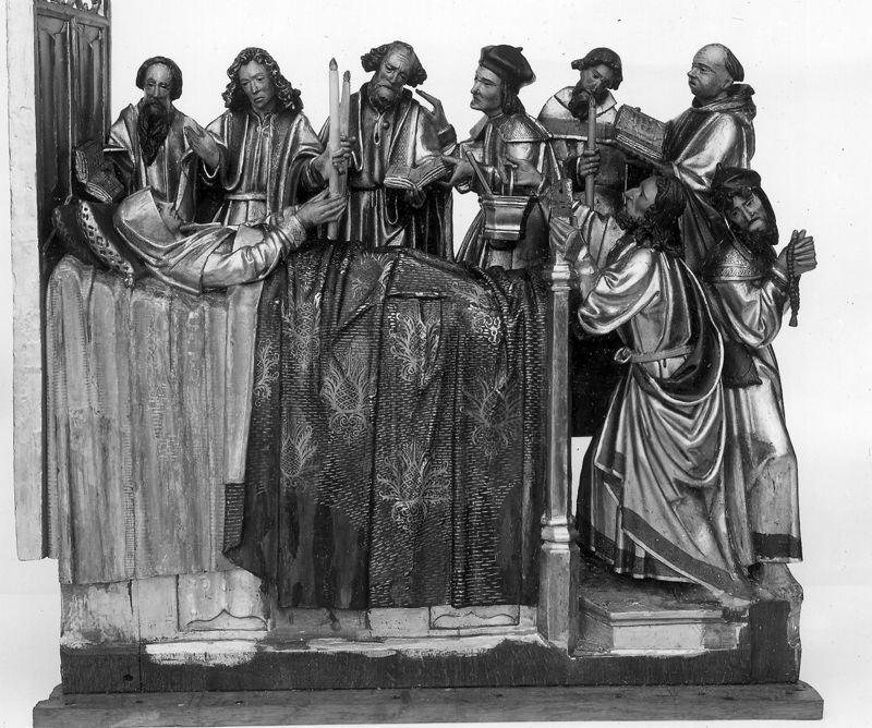 Mariaretabel met op zijluiken leven van H. Laurentius