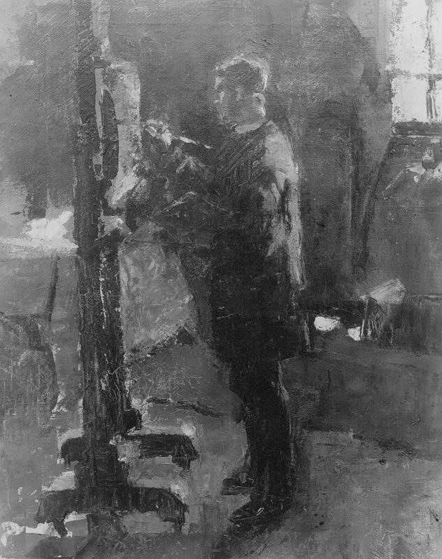 Kunstschilder Guillaume Vogels in zijn atelier