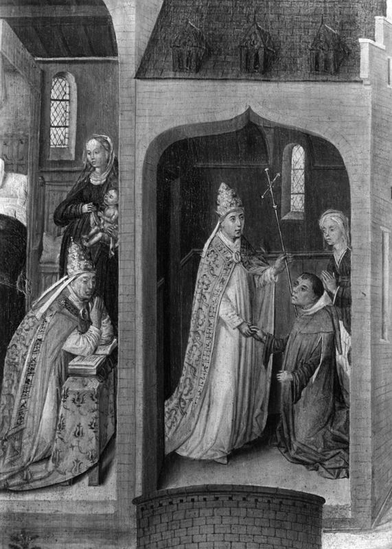 Triptyque de l'histoire de Job et scènes de l'histoire de saint Pierre
La Visitation et le donateur Claudio Villa avec la légende de la fondation de S. Maria ad nives (Maggiore) à Rome