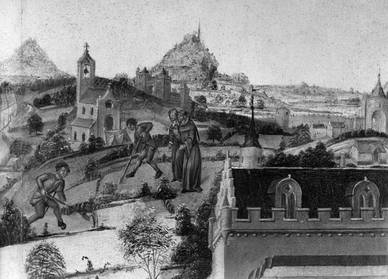 Triptyque de l'histoire de Job et scènes de l'histoire de saint Pierre
La Visitation et le donateur Claudio Villa avec la légende de la fondation de S. Maria ad nives (Maggiore) à Rome