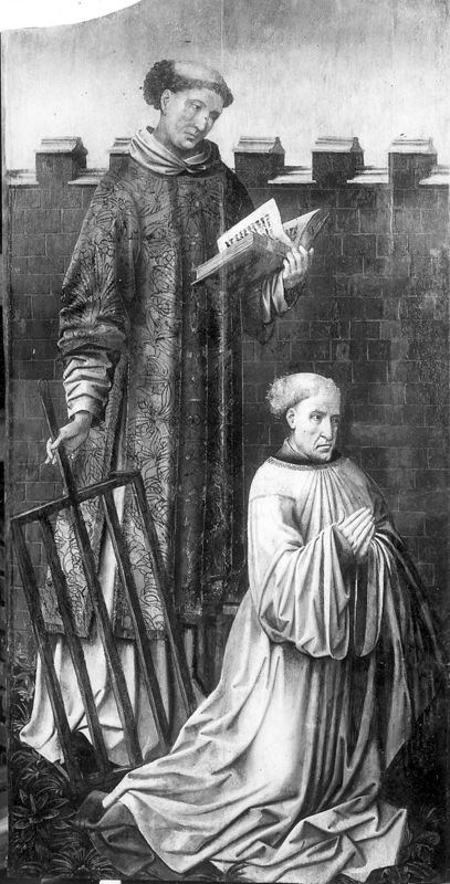 Mariaretabel met op zijluiken leven van H. Laurentius