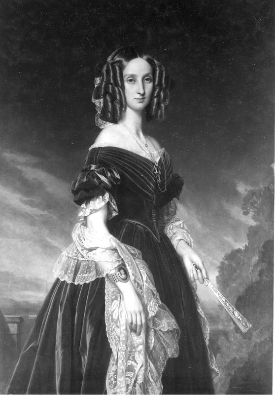 Portrait de la reine Louise-Marie en robe rouge