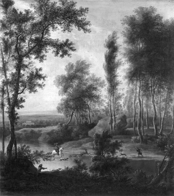 Landschap met jagers