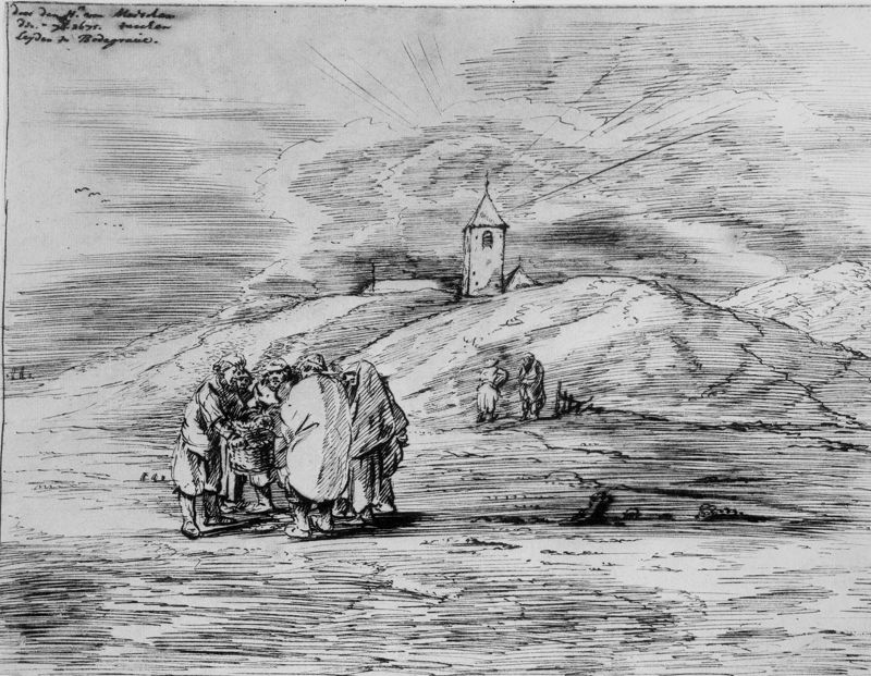 Een heuvel met kerkje tussen Leiden en Bodegraven (Nederland)