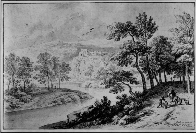 Rivier beneden een heuvel