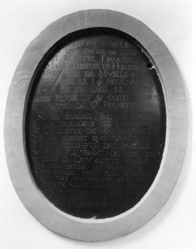 Dalle funéraire de Marie-Thérèse de Hoensbrouck