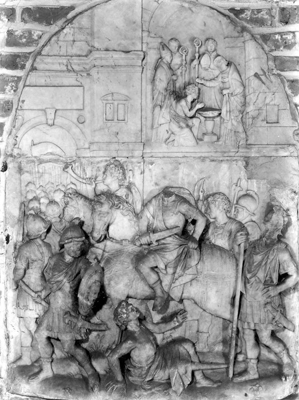 Saint Martin de Tours partageant son manteau avec un pauvre et Baptême de saint Martin de Tours
