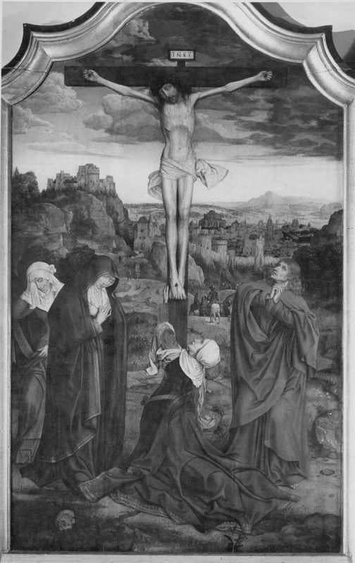 Christus aan het kruis met stichterspaar