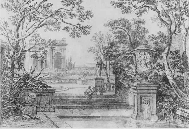 Park met antiquiserende architectuur