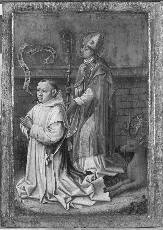 Panneau droit: Saint Hubert de Liège présentant un chartreux