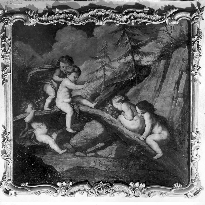 Putti jouant à la balançoire