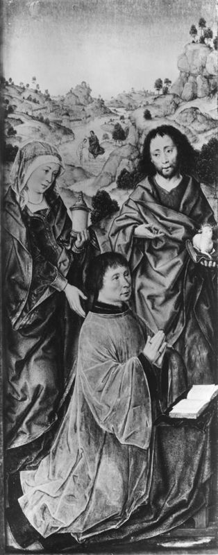 Chanoine présenté par sainte Marie-Madeleine et saint Jean-Baptiste / Moine présenté par saint André et sainte Catherine (deux volets)