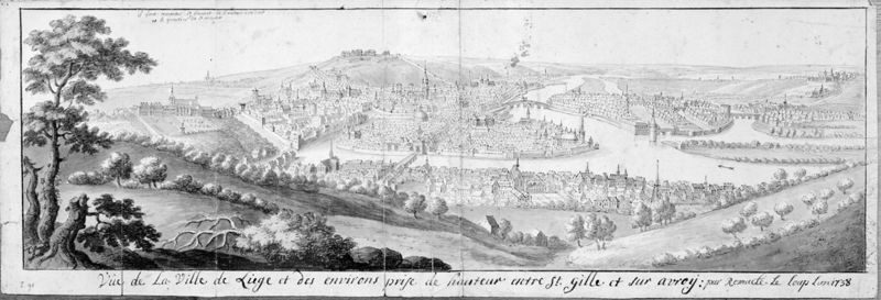 Les délices du Pays de Liège et de la comté de Namur : Liège, vue de la ville entre Saint-Gilles et Avroy