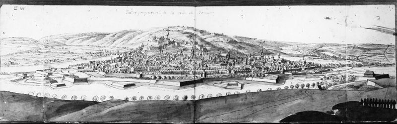 Les délices du Pays de Liège et de la comté de Namur : Namur, vue panoranique de la ville prise de l'Est