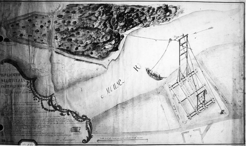 Projet pour le bac (passage d'eau) sur la Meuse de l' "Isle-à-Mondrin" à Heer-Agimont