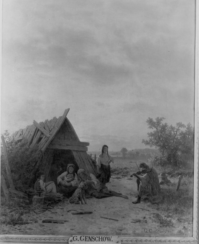 Paysage avec des bohémiens