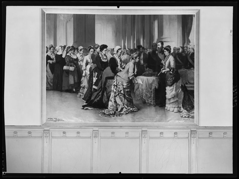Députation des dames belges offrant un diadème à la reine