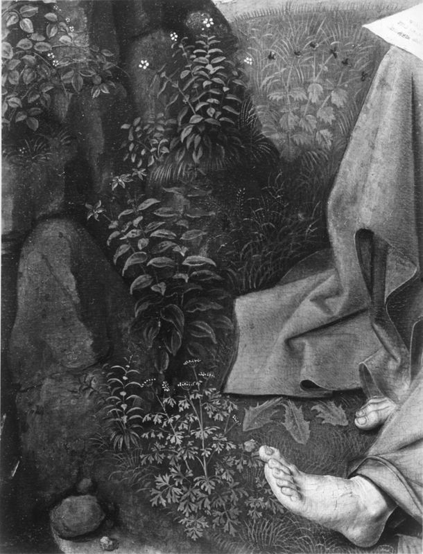 Johannes, het Evangelie schrijvend op Patmos