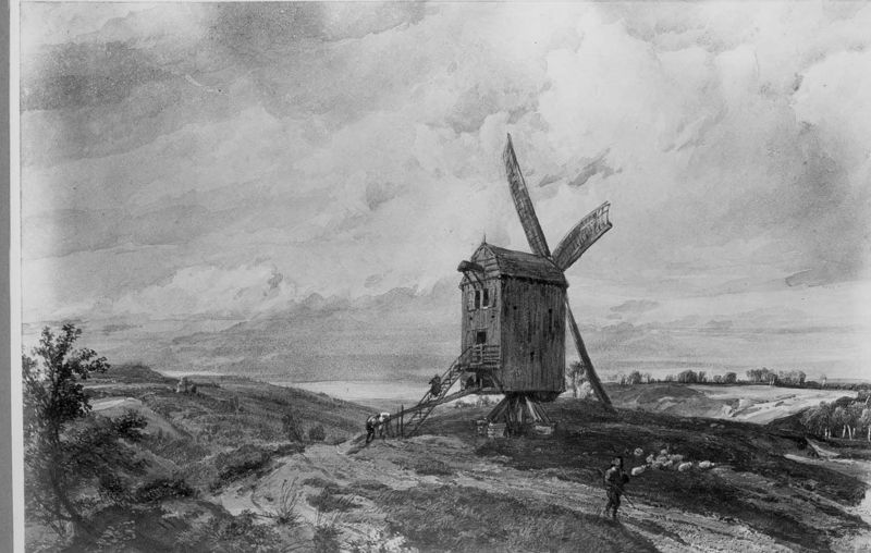 Windmolen in een landschap