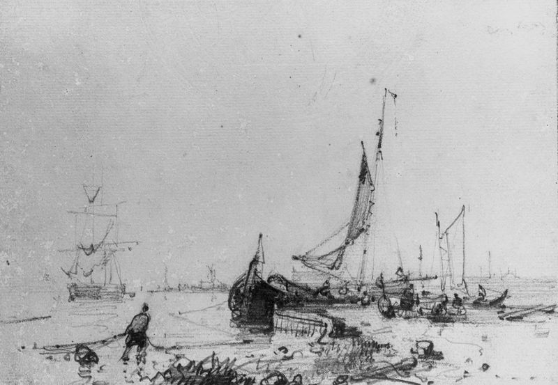 Groot zeilschip aan de kade wordt gelost