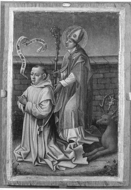 Panneau droit: Saint Hubert de Liège présentant un chartreux