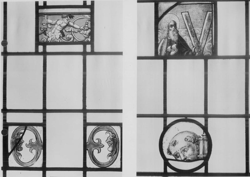 fragment d'un vitrail avec biste de saint André